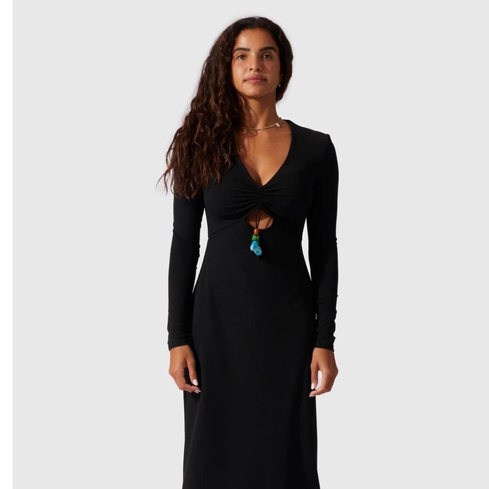 NEVER WORN: The Wolf Gang Black Long Sleeved Maxi with Bead Detail in S
